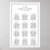 Eenvoudig zwart-wit monogram Elegant Wedding Poster (Voorkant)
