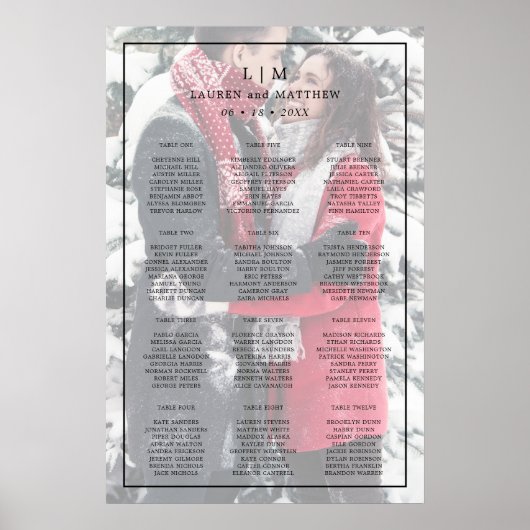 Eenvoudig zwart-wit monogram Elegant Wedding Poster (Voorkant)