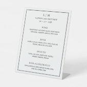 Eenvoudig zwart-wit monogram Elegant Wedding Reclamebord Met Voetstuk (Voorkant)