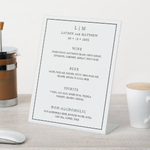 Eenvoudig zwart-wit monogram Elegant Wedding Reclamebord Met Voetstuk