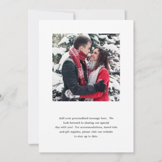 Eenvoudig zwart-wit monogram Elegant Wedding Save The Date (Achterkant)