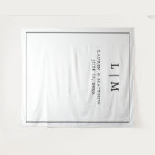 Eenvoudig zwart-wit monogram Elegant Wedding Wandkleed (Voorkant (horizontaal))