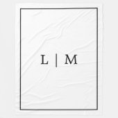 Eenvoudig zwart-wit monogram fleece deken (Voorkant)