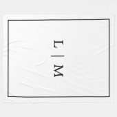 Eenvoudig zwart-wit monogram fleece deken (Voorkant (Horizontaal))