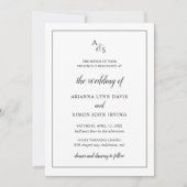 Eenvoudig zwart wit monogram formele elegante brui kaart (Voorkant)