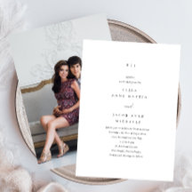 Eenvoudig zwart-wit monogram fotohuwelijk