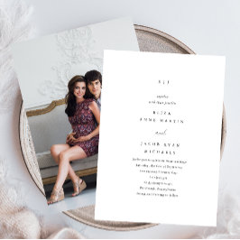 Eenvoudig zwart-wit monogram fotohuwelijk kaart