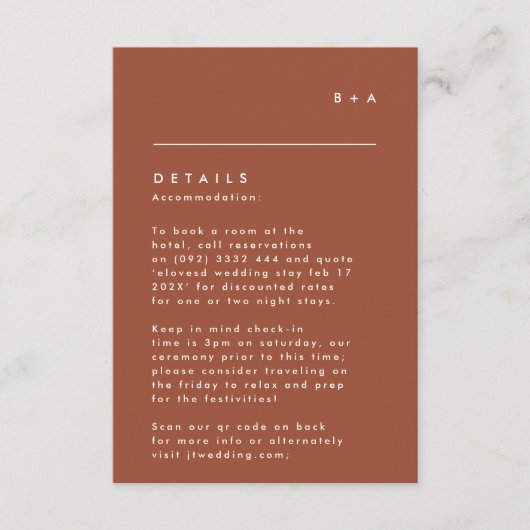 Eenvoudig zwart-wit monogram - Gegevens RSVP Kaartje (Voorkant)