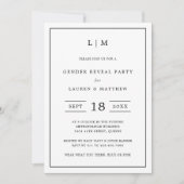 Eenvoudig zwart-wit monogram Geslacht onthullen Kaart (Voorkant)