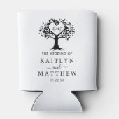 Eenvoudig zwart-wit monogram heetbomen bruiloft blikjeskoeler (Achterkant)