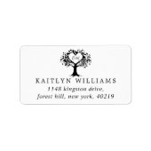 Eenvoudig zwart-wit monogram heetbomen bruiloft etiket (Voorkant)