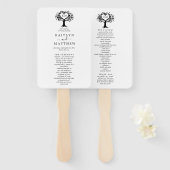 Eenvoudig zwart-wit monogram heetbomen bruiloft handwaaier (Voorkant en achterkant)