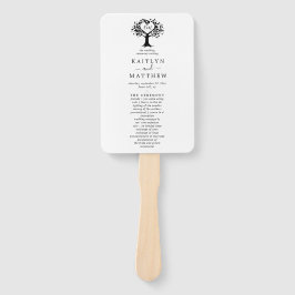 Eenvoudig zwart-wit monogram heetbomen bruiloft handwaaier