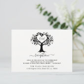 Eenvoudig zwart-wit monogram heetbomen bruiloft informatiekaartje (Staand voorkant)