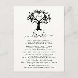 Eenvoudig zwart-wit monogram heetbomen bruiloft informatiekaartje