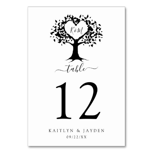 Eenvoudig zwart-wit monogram heetbomen bruiloft kaart (Achterkant)