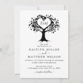 Eenvoudig zwart-wit monogram heetbomen bruiloft kaart (Voorkant)