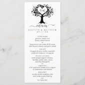 Eenvoudig zwart-wit monogram heetbomen bruiloft menu (Voorkant)