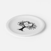 Eenvoudig zwart-wit monogram heetbomen bruiloft papieren bordje (Gekanteld)