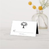 Eenvoudig zwart-wit monogram heetbomen bruiloft plaatskaartje (Voorkant)