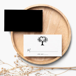 Eenvoudig zwart-wit monogram heetbomen bruiloft plaatskaartje