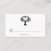 Eenvoudig zwart-wit monogram heetbomen bruiloft plaatskaartje (Voorkant)