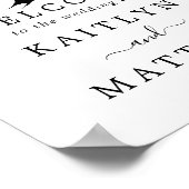 Eenvoudig zwart-wit monogram heetbomen bruiloft poster (Hoek)