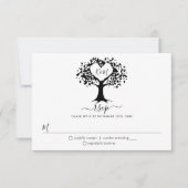 Eenvoudig zwart-wit monogram heetbomen bruiloft RSVP kaartje (Voorkant)