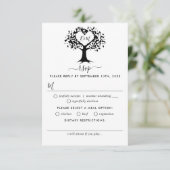 Eenvoudig zwart-wit monogram heetbomen bruiloft RSVP kaartje (Staand voorkant)