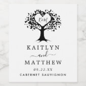 Eenvoudig zwart-wit monogram heetbomen bruiloft wijn etiket (Enkel label)