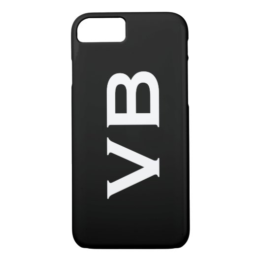 Eenvoudig zwart-wit Monogram Horizontaal Case-Mate iPhone Case (Achterkant)
