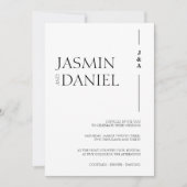 Eenvoudig zwart wit Monogram Initialen Bruiloft Kaart (Voorkant)