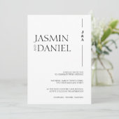 Eenvoudig zwart wit Monogram Initialen Bruiloft Kaart (Staand voorkant)