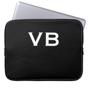 Eenvoudig zwart-wit monogram laptop sleeve