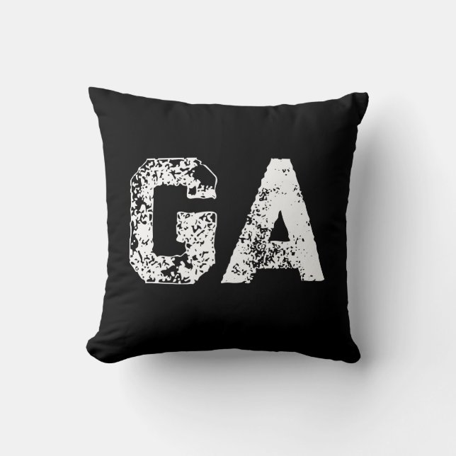 Eenvoudig zwart-wit monogram met beginletters kussen (Voorkant)
