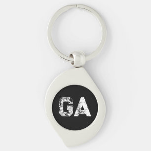 Eenvoudig zwart-wit monogram met beginletters sleutelhanger