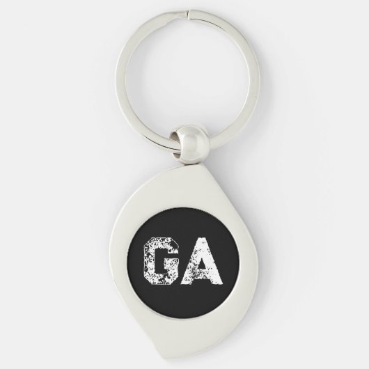 Eenvoudig zwart-wit monogram met beginletters sleutelhanger (Voorkant)