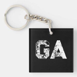 Eenvoudig zwart-wit monogram met beginletters sleutelhanger