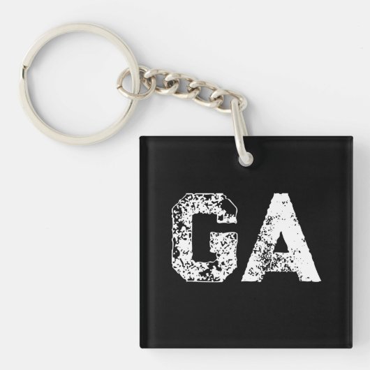 Eenvoudig zwart-wit monogram met beginletters sleutelhanger (voorkant)