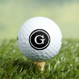 Eenvoudig zwart wit monogram met cirkelrand golfballen