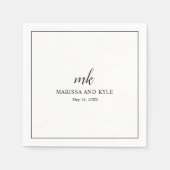 Eenvoudig zwart-wit monogram Modern Elegant Wedden Servet (Voorkant)