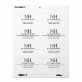 Eenvoudig zwart-wit monogram Modern Etiket (Full Sheet)