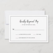 Eenvoudig zwart-wit monogram modern huwelijk RSVP kaartje (Voorkant)