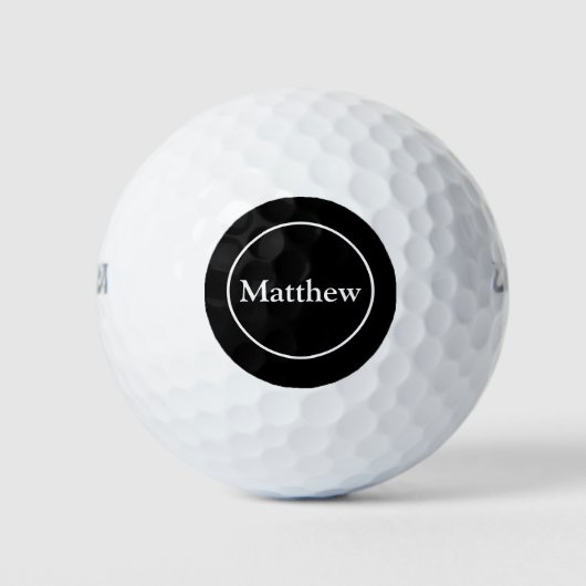 Eenvoudig zwart-wit monogram modern Initiaal Golfballen (Voorkant)