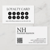 Eenvoudig zwart-wit monogram Modern Klantenkaartje (Voorkant / Achterkant)