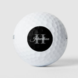 Eenvoudig zwart-wit monogram modern klasje golfballen