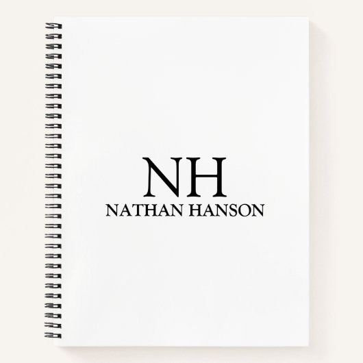 Eenvoudig zwart-wit monogram Modern Notitieboek (Voorkant)