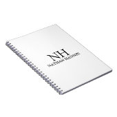 Eenvoudig zwart-wit monogram Modern Notitieboek (Rechterzijde)
