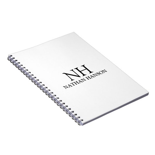 Eenvoudig zwart-wit monogram Modern Notitieboek (Rechterzijde)