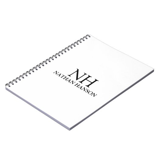 Eenvoudig zwart-wit monogram Modern Notitieboek (Linkerzijde)
